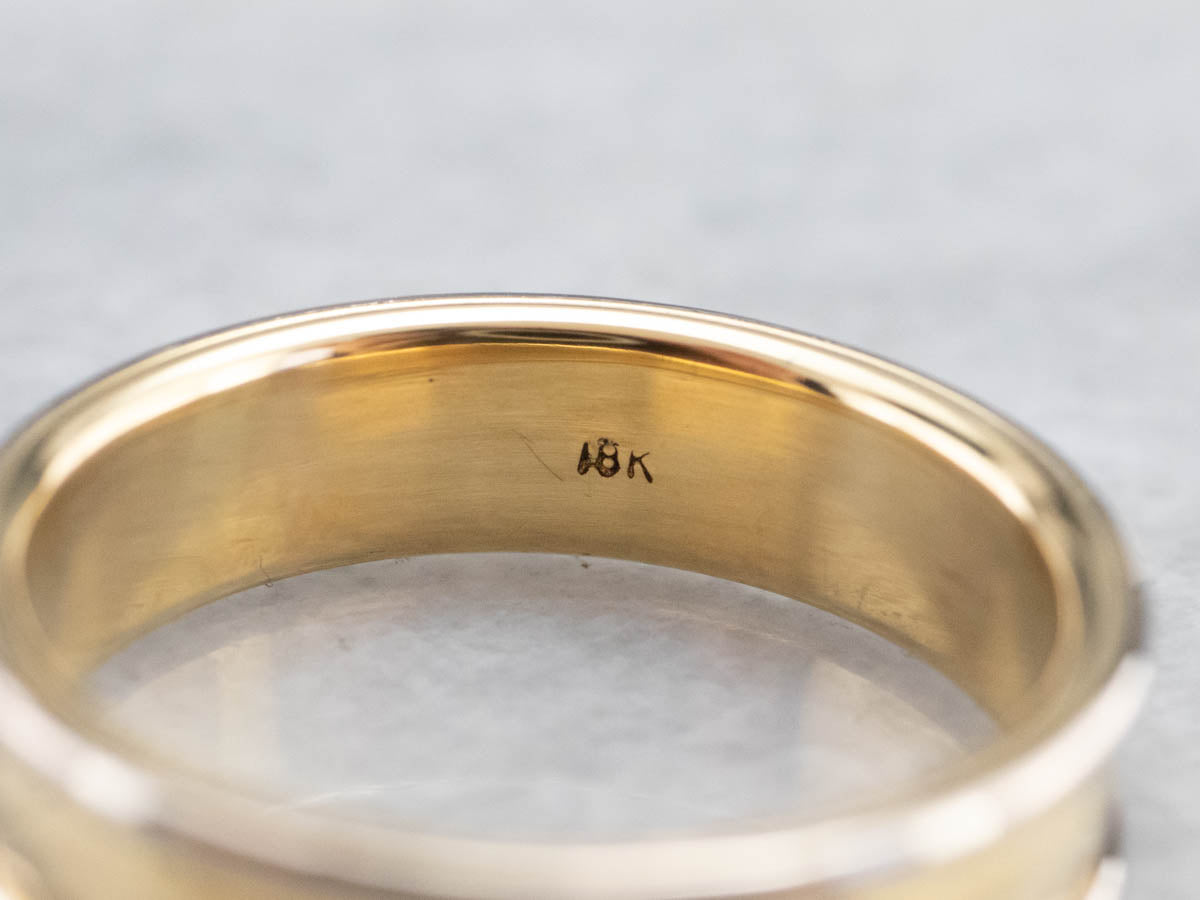 Two Toned Gold Hammered Band Ring