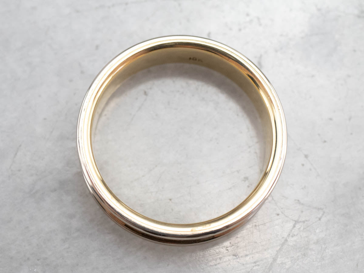 Two Toned Gold Hammered Band Ring