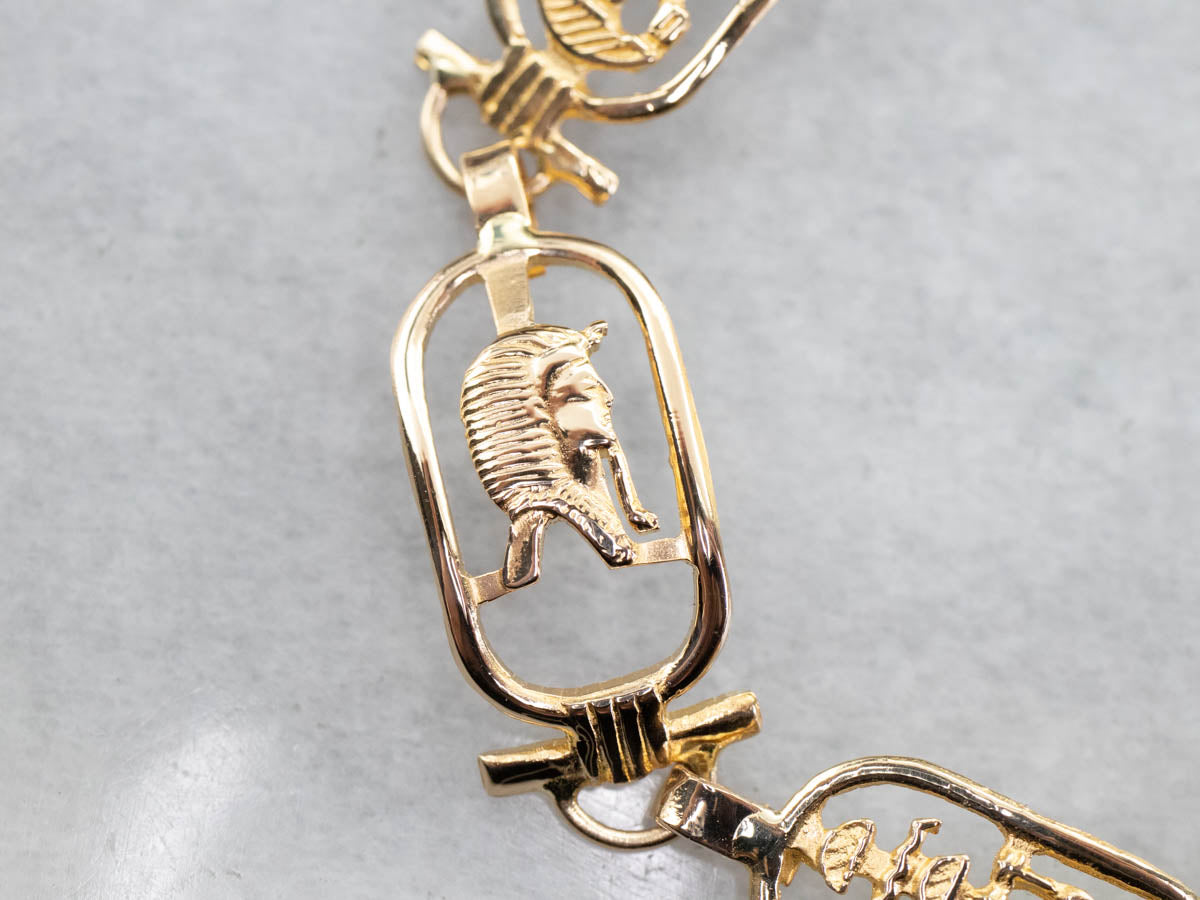 Egyptian Cartouche 18K Gold Link Bracelet