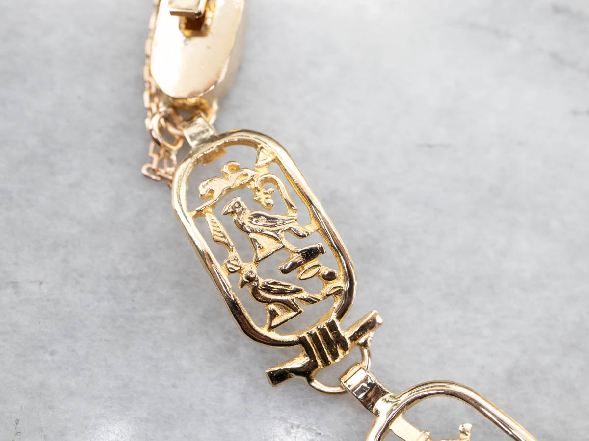 Egyptian Cartouche 18K Gold Link Bracelet