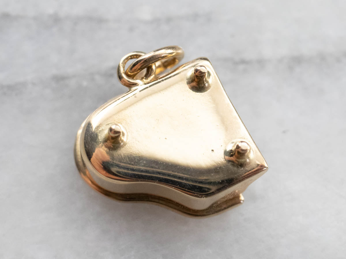 Vintage Gold Enamel Piano Charm