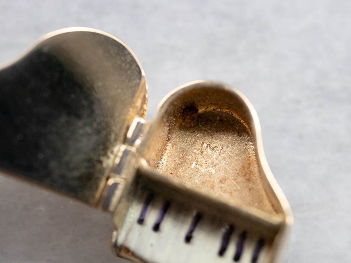 Vintage Gold Enamel Piano Charm