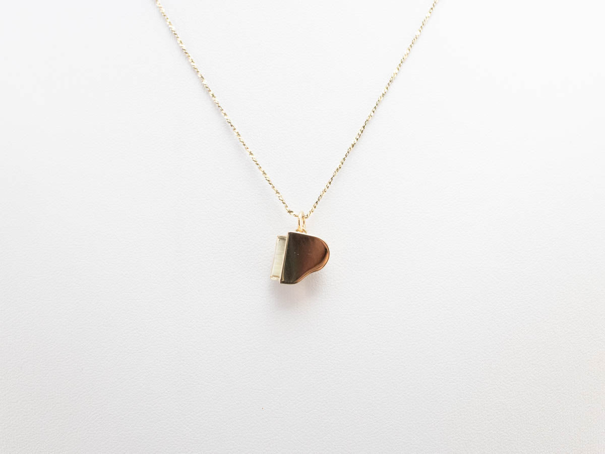 Vintage Gold Enamel Piano Charm