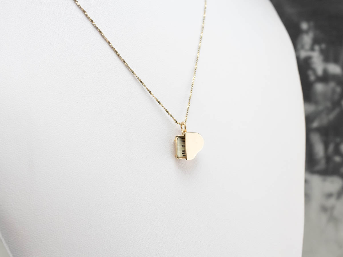 Vintage Gold Enamel Piano Charm