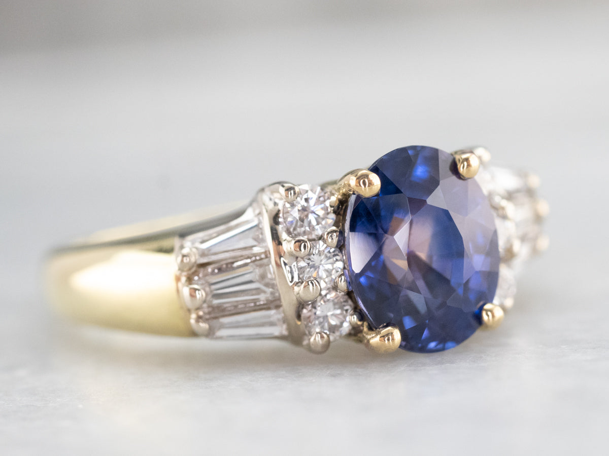 High 18K Gold Sapphire and Diamond Ring