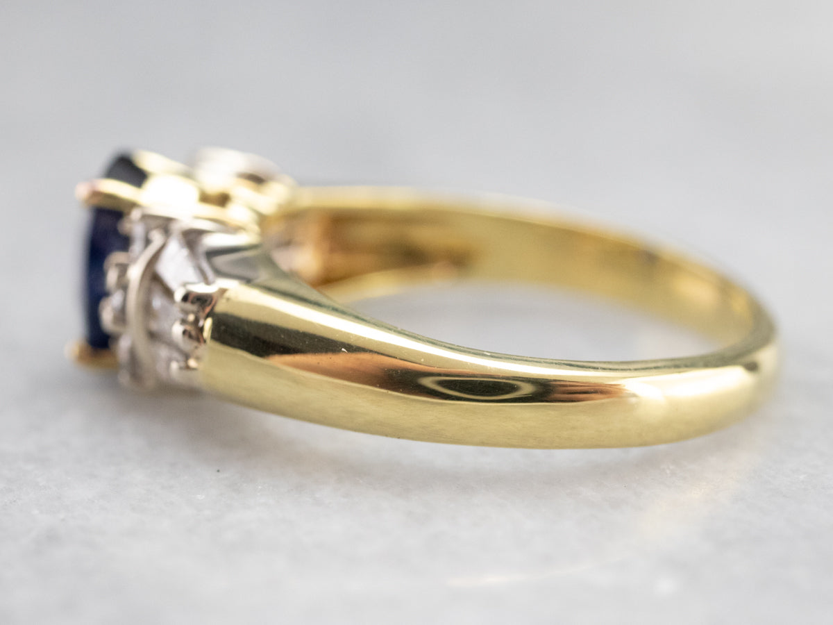 High 18K Gold Sapphire and Diamond Ring