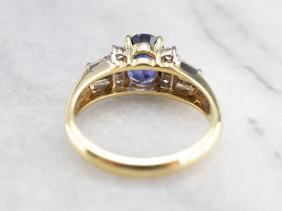 High 18K Gold Sapphire and Diamond Ring