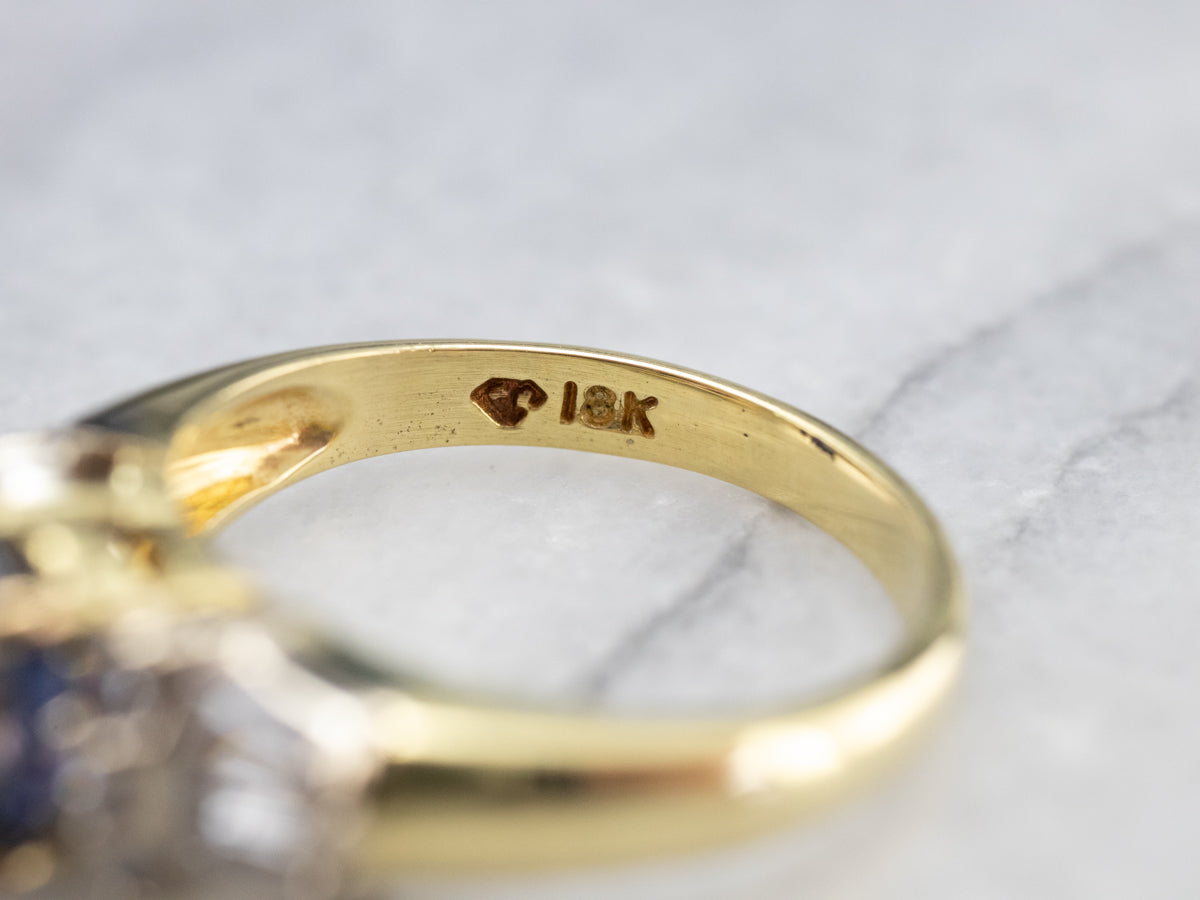 High 18K Gold Sapphire and Diamond Ring