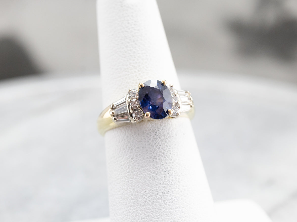 High 18K Gold Sapphire and Diamond Ring