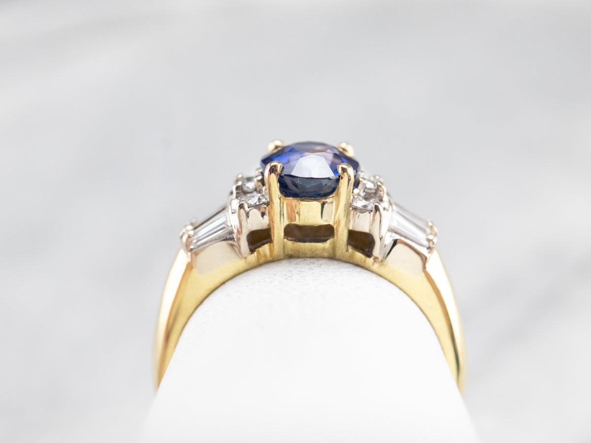 High 18K Gold Sapphire and Diamond Ring
