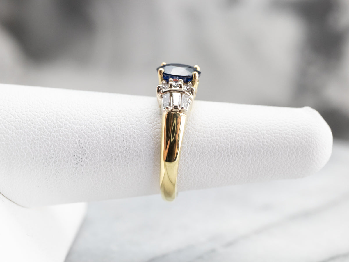 High 18K Gold Sapphire and Diamond Ring