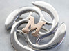 Funky Silver and Gold "M" Initial Brooch