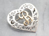 Sweetheart Silver and Gold "B" Initial Brooch
