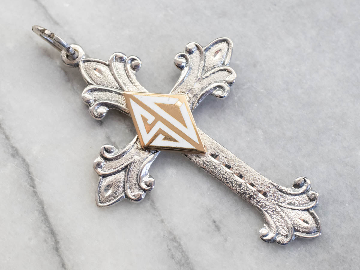 Mixed Metal "SC" Signet Cross