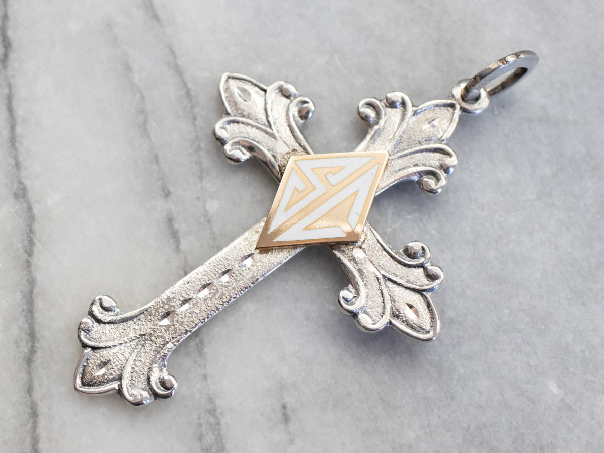 Mixed Metal "SC" Signet Cross