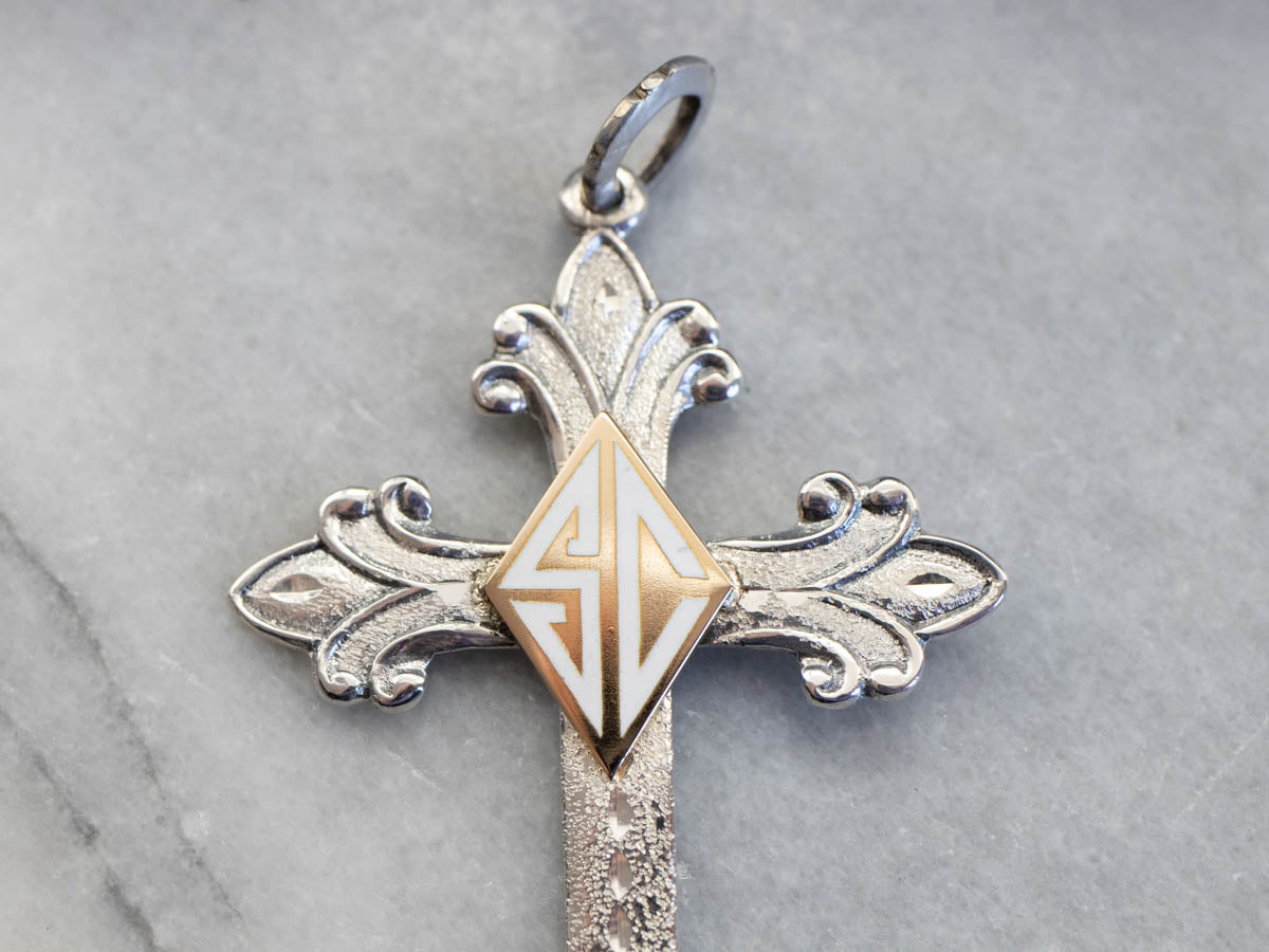 Mixed Metal "SC" Signet Cross
