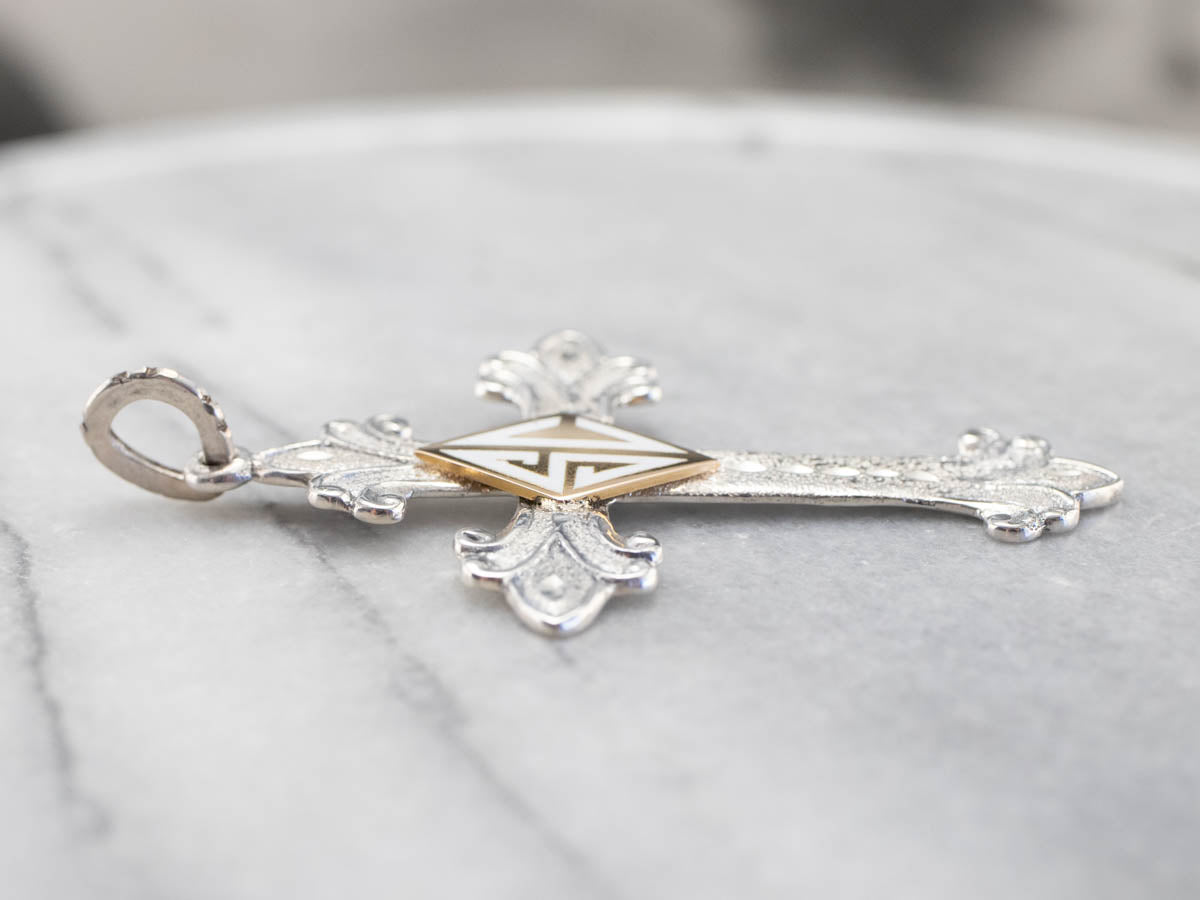 Mixed Metal "SC" Signet Cross