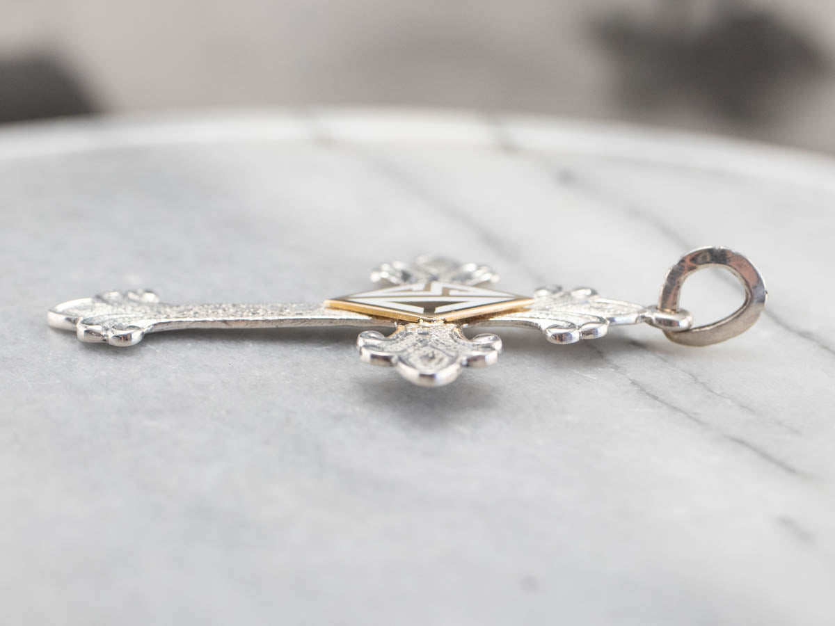 Mixed Metal "SC" Signet Cross