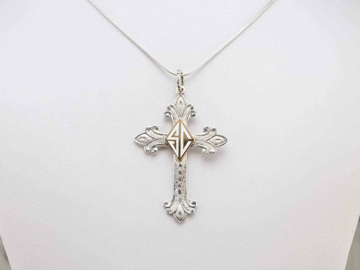 Mixed Metal "SC" Signet Cross