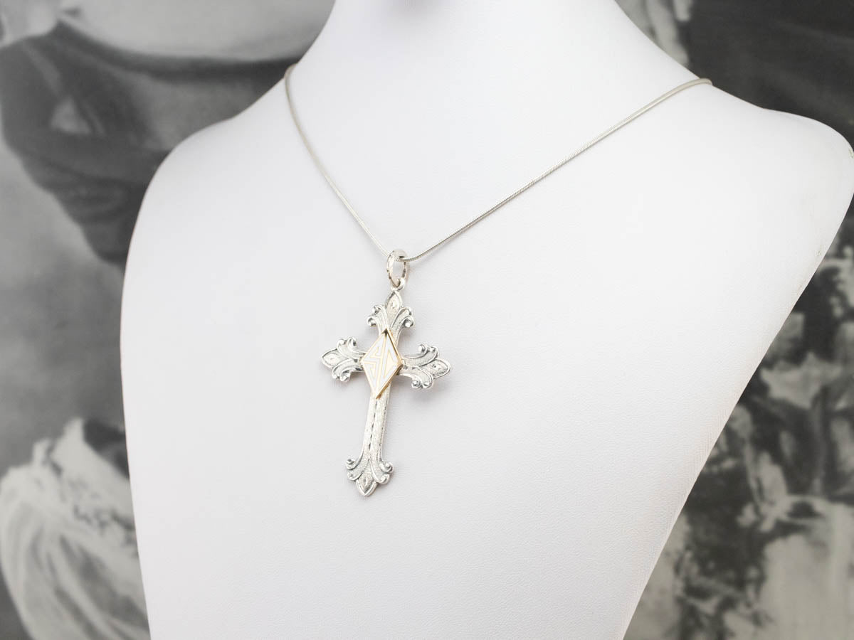 Mixed Metal "SC" Signet Cross