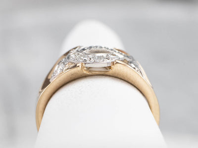 Mixed Metal Shriner Symbol Diamond Ring
