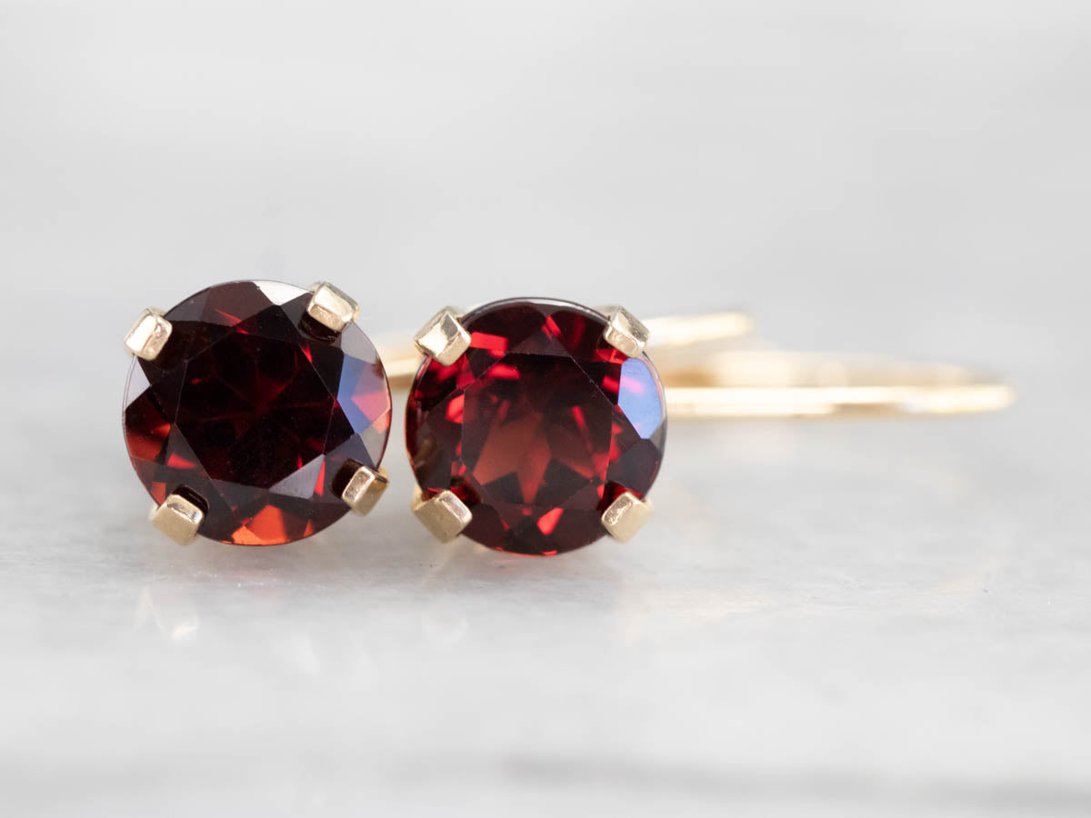 Garnet and Gold Drop Earrings