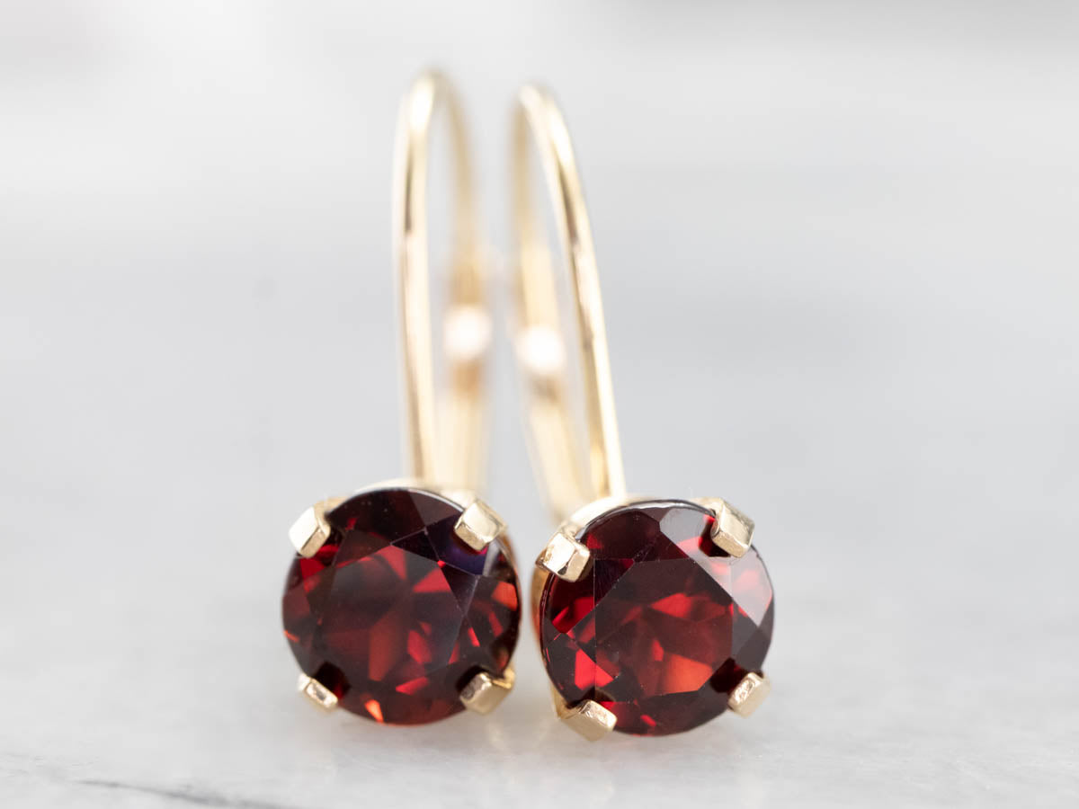Garnet and Gold Drop Earrings