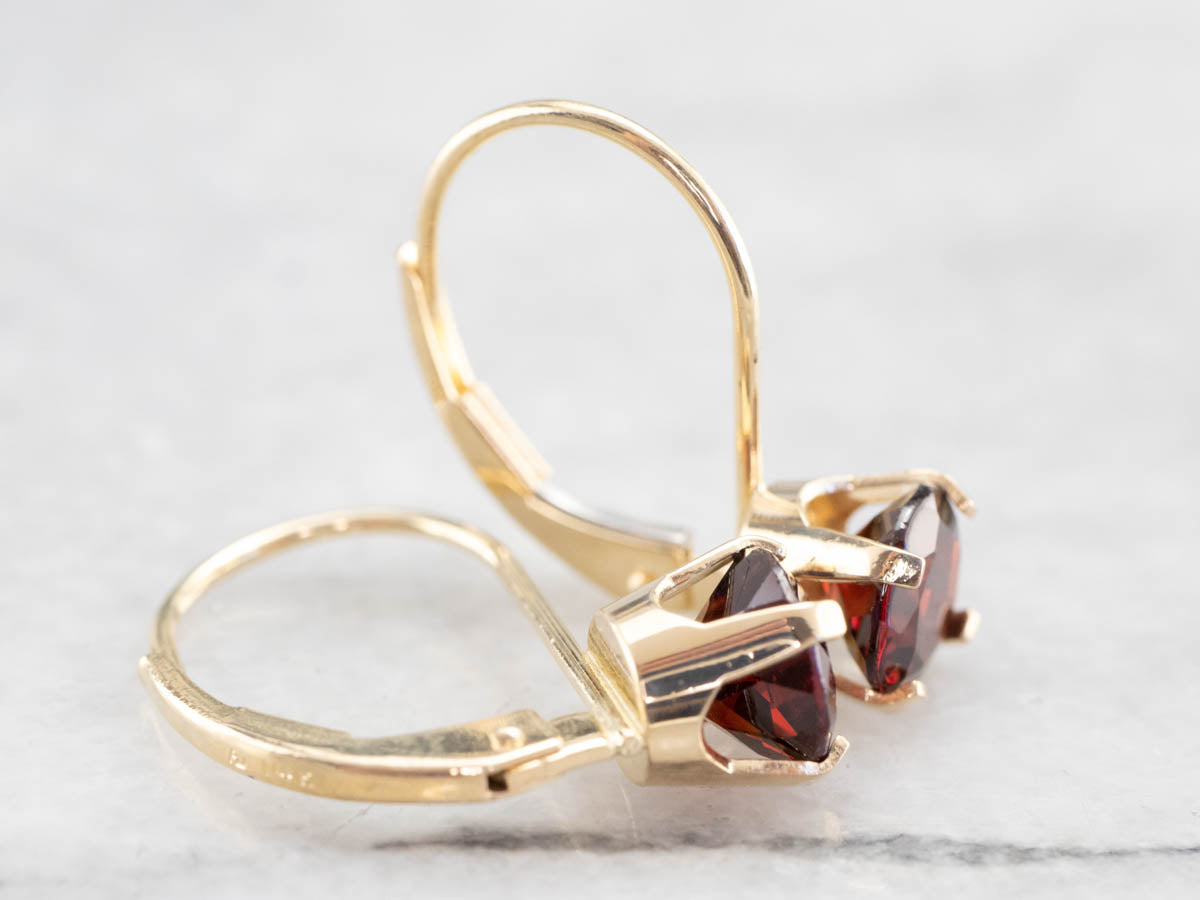 Garnet and Gold Drop Earrings