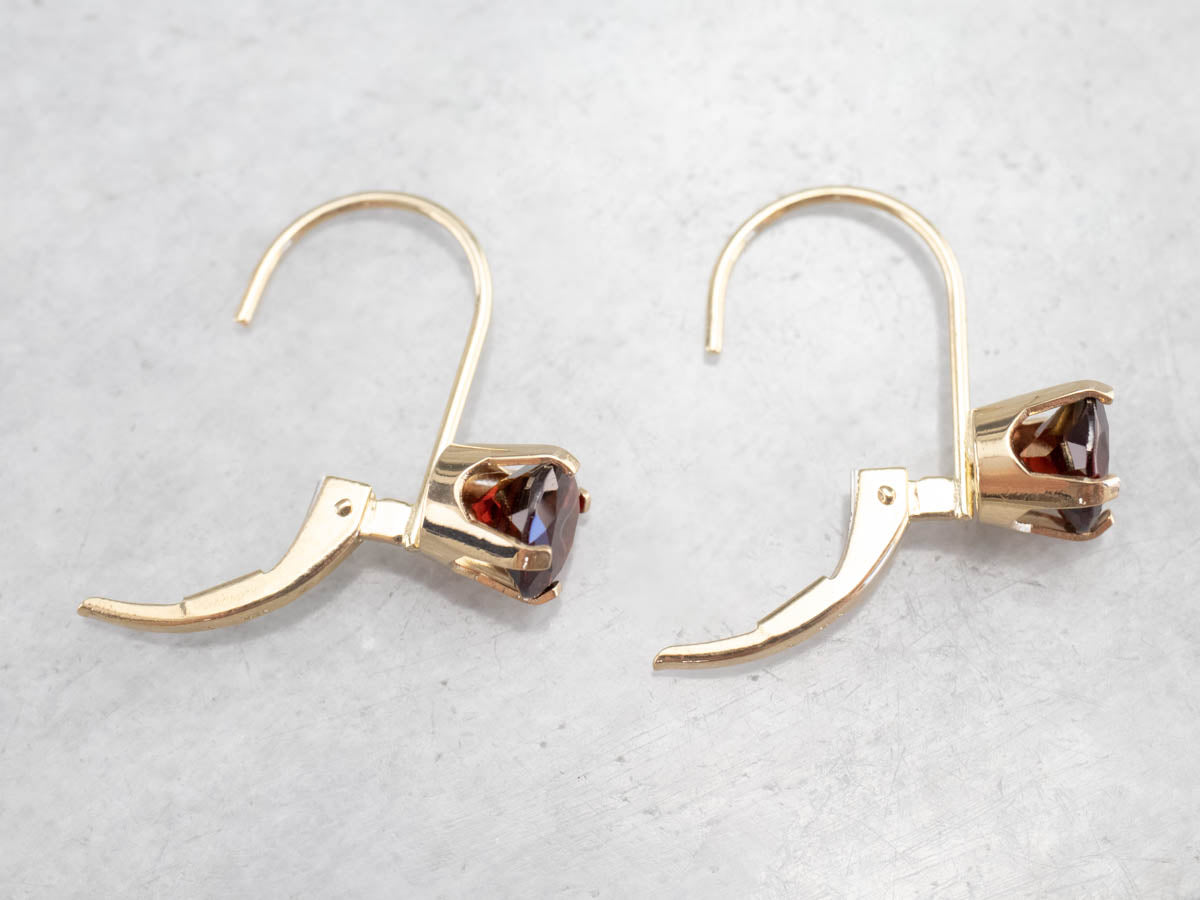 Garnet and Gold Drop Earrings