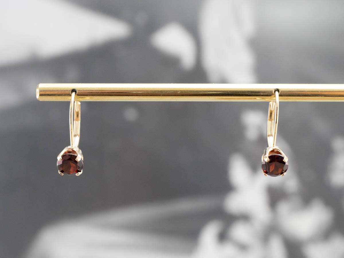 Garnet and Gold Drop Earrings