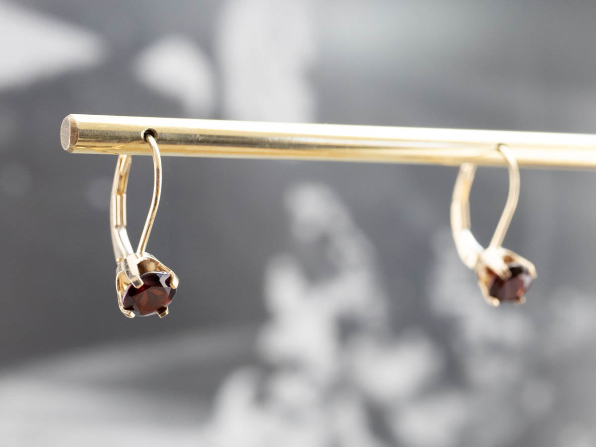 Garnet and Gold Drop Earrings