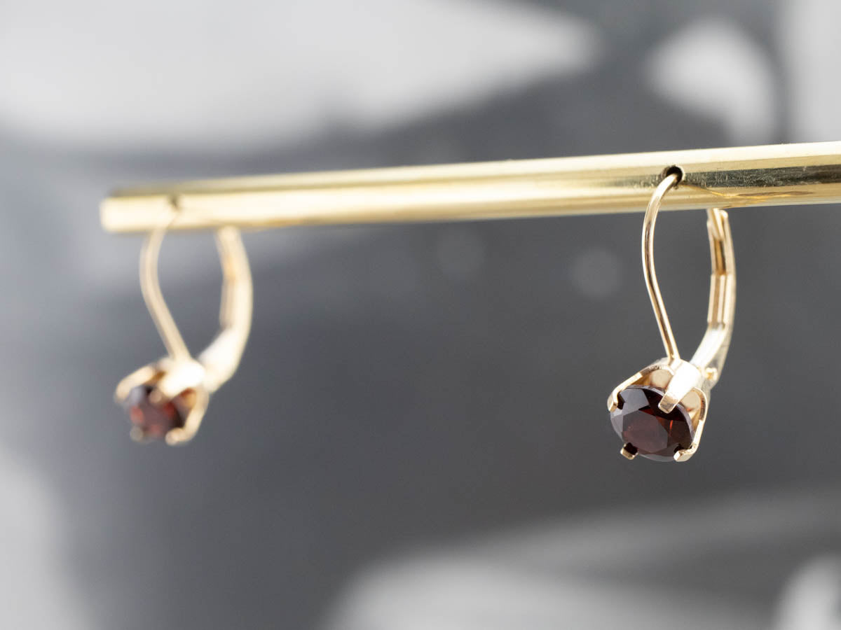 Garnet and Gold Drop Earrings