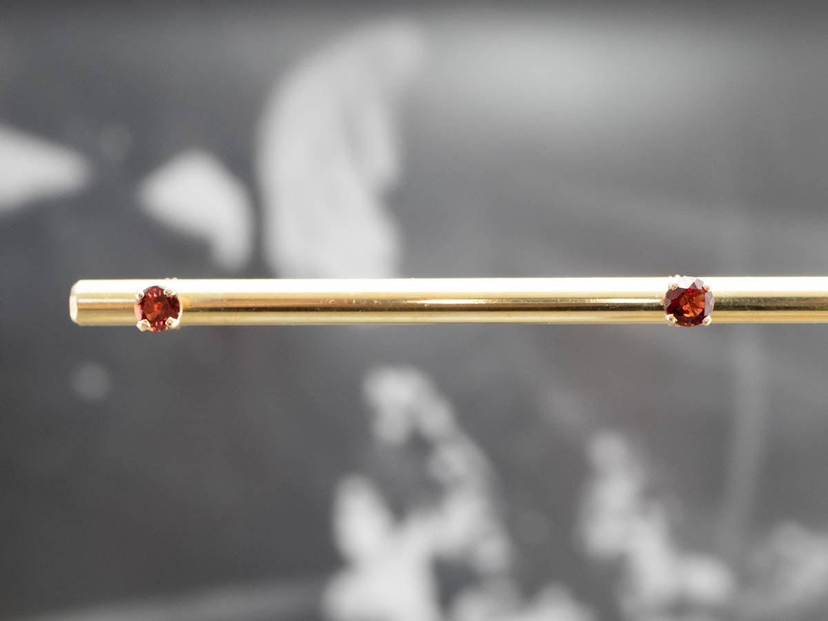 Yellow Gold Garnet Stud Earrings