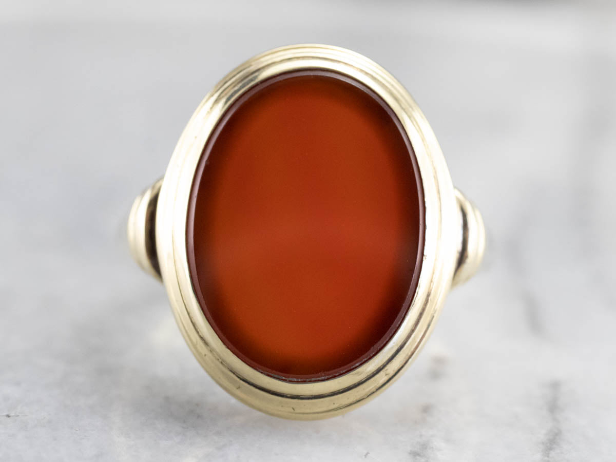 Green Gold Carnelian Statement Ring