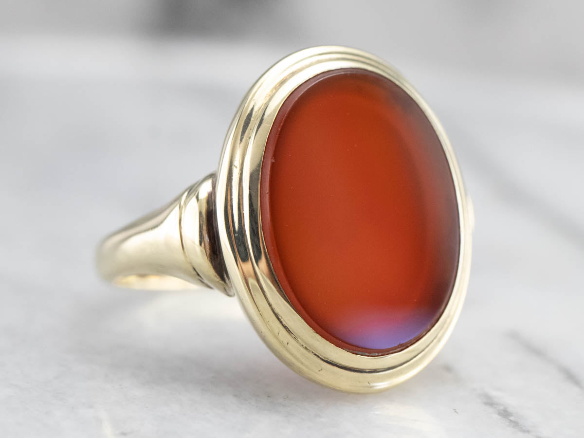 Green Gold Carnelian Statement Ring