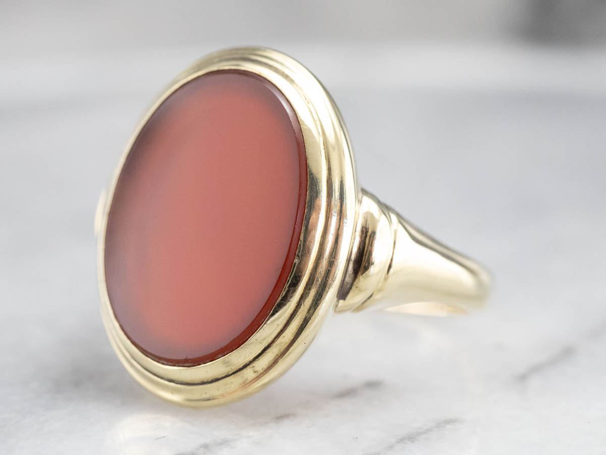 Green Gold Carnelian Statement Ring