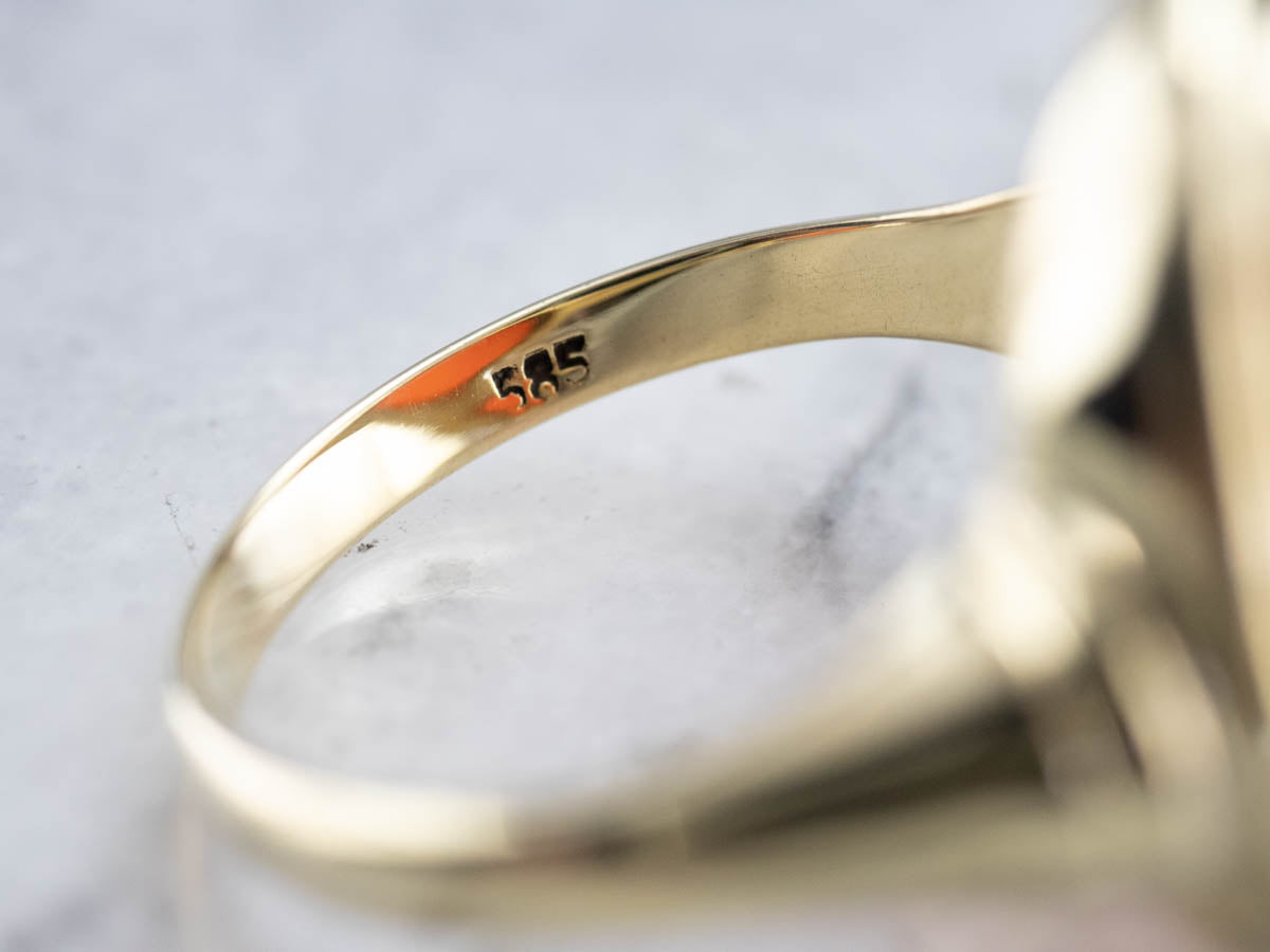 Green Gold Carnelian Statement Ring