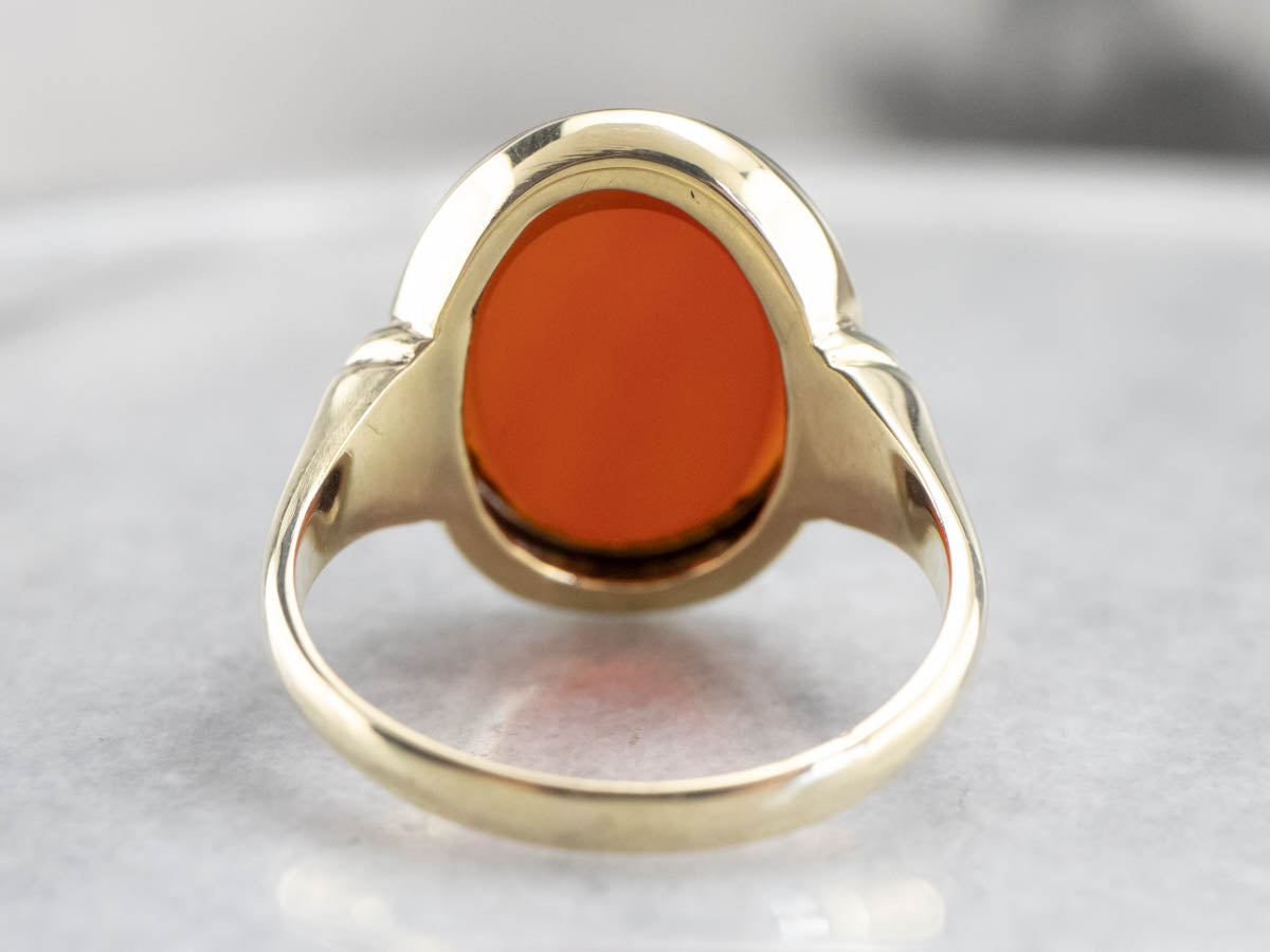 Green Gold Carnelian Statement Ring