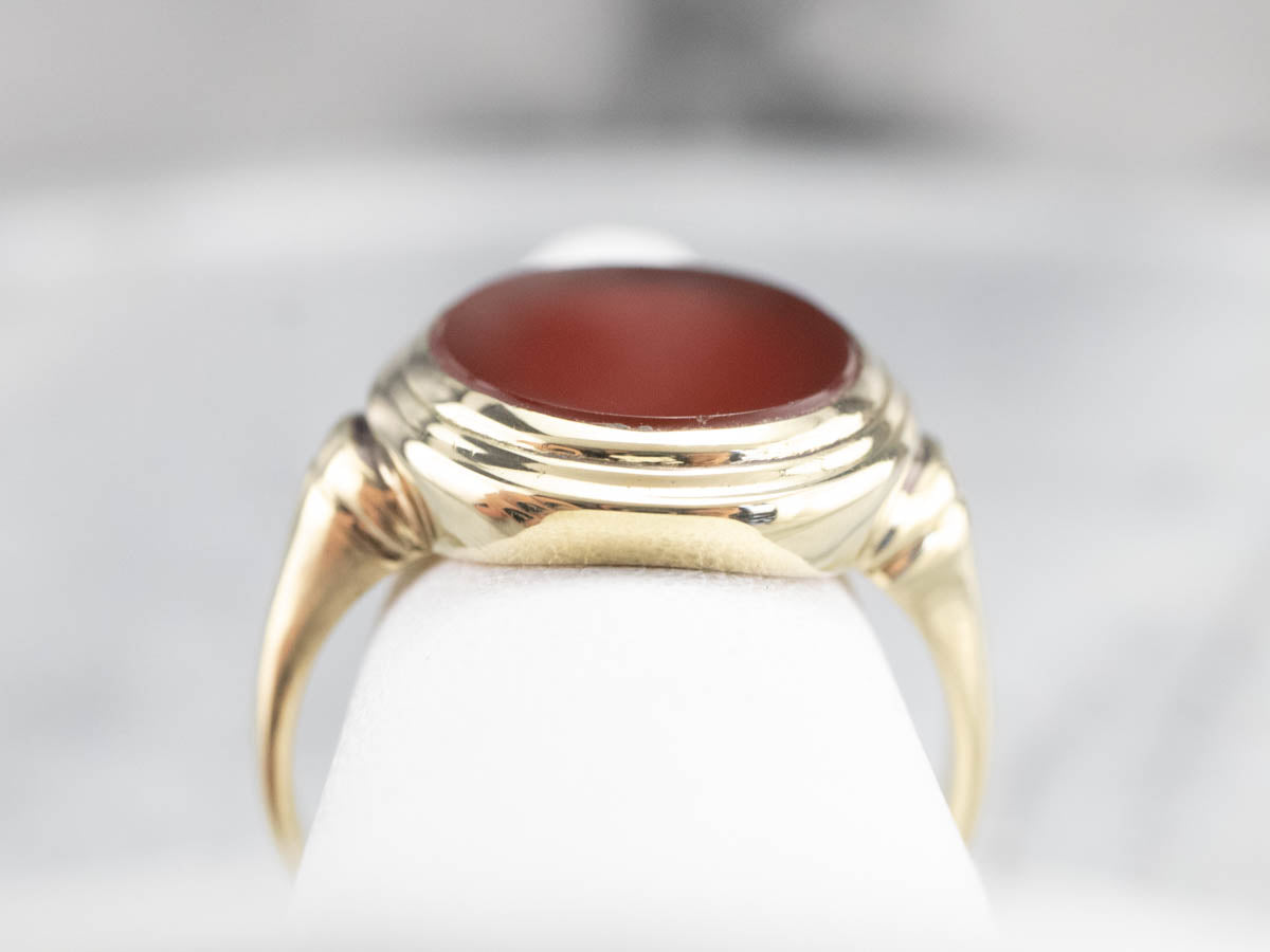 Green Gold Carnelian Statement Ring