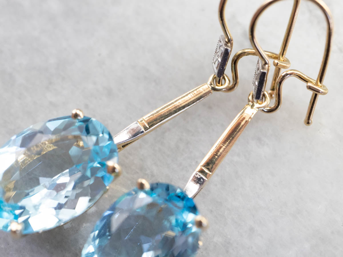 Pendientes colgantes florales de topacio dorado en dos tonos