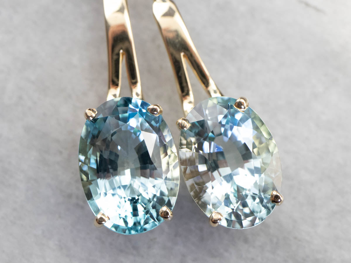 Pendientes colgantes de piedras preciosas de topacio azul