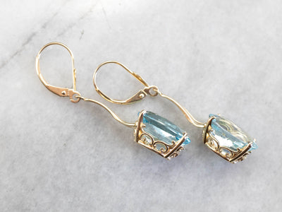 Blue Topaz Gemstone Drop Earrings