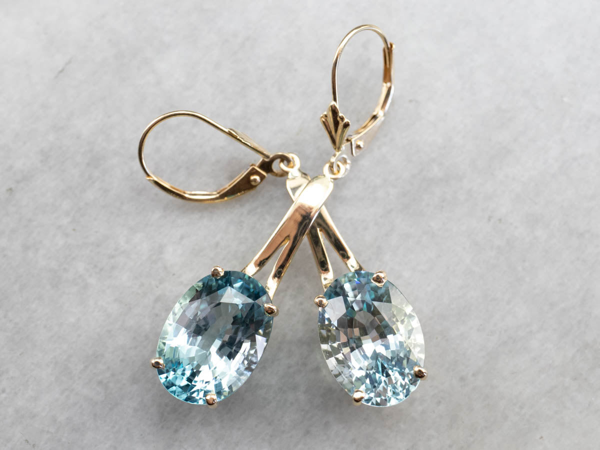 Pendientes colgantes de piedras preciosas de topacio azul