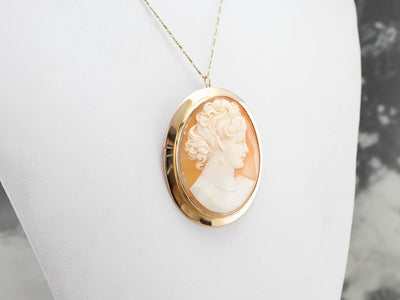 Large Vintage Cameo Brooch or Pendant