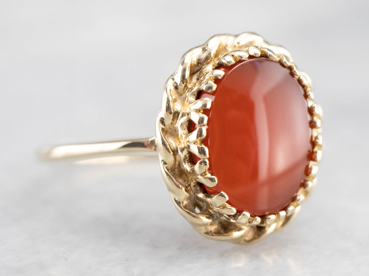 Ornate Oval Carnelian Gold Ring