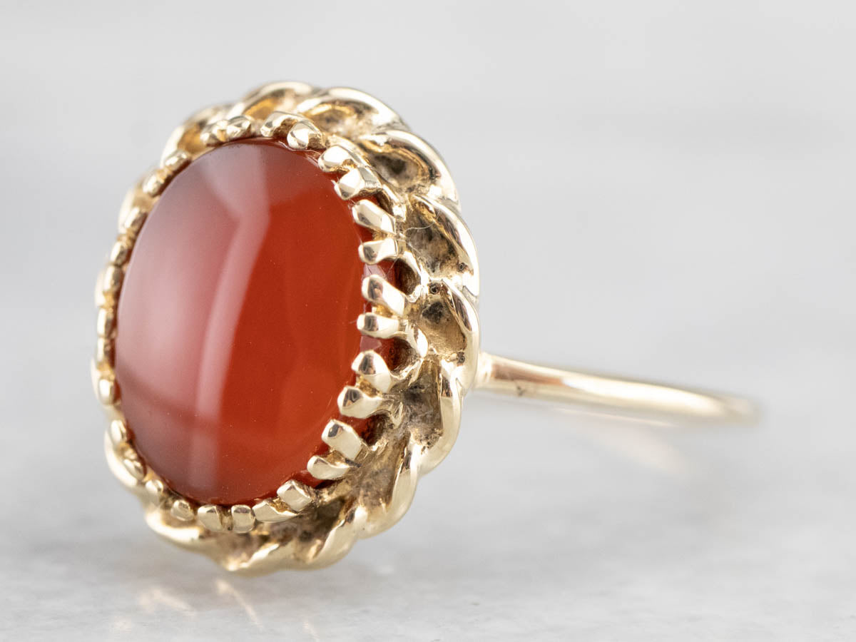 Ornate Oval Carnelian Gold Ring