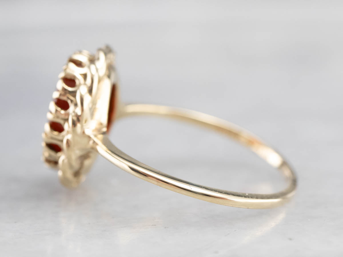 Ornate Oval Carnelian Gold Ring