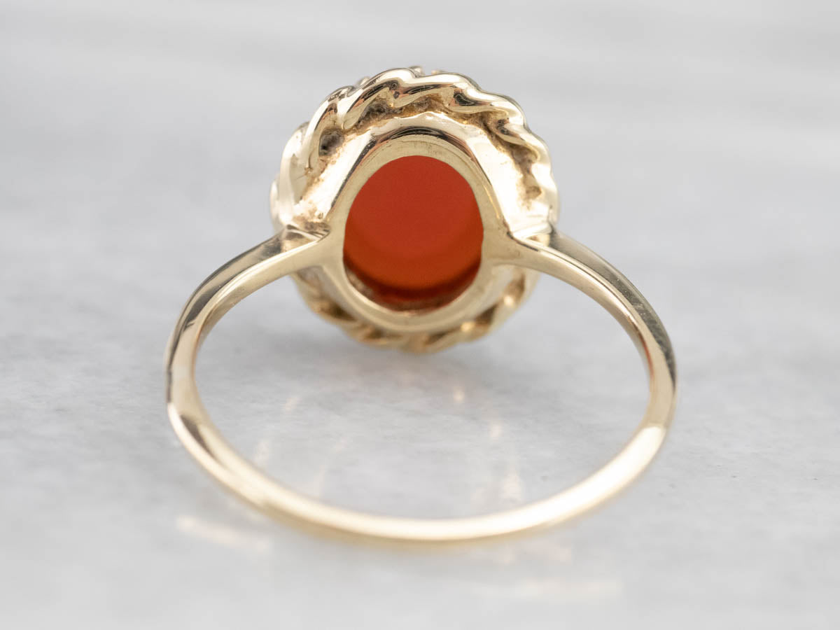 Ornate Oval Carnelian Gold Ring