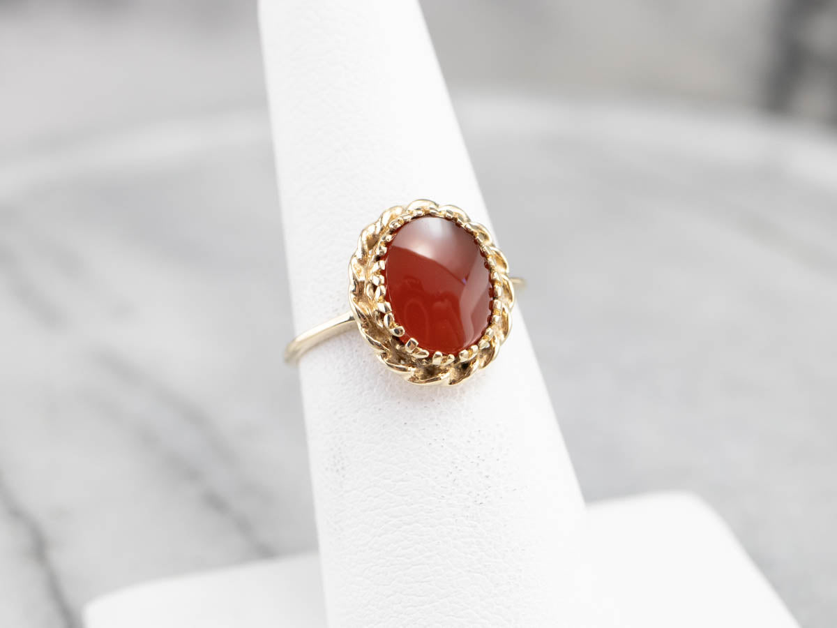 Ornate Oval Carnelian Gold Ring