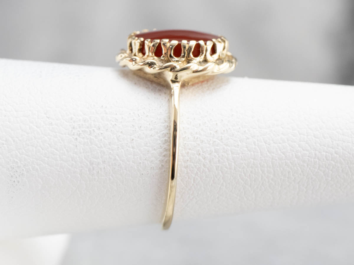 Ornate Oval Carnelian Gold Ring